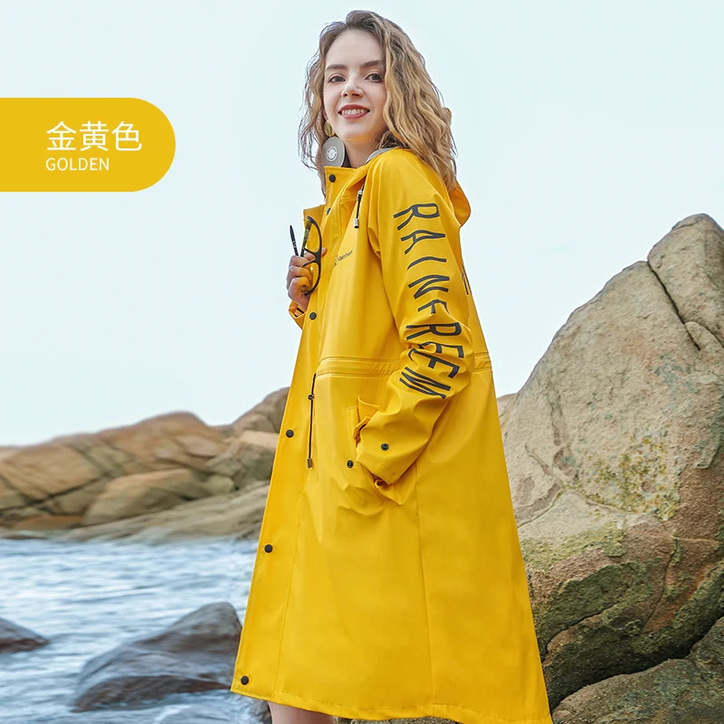 

Rainfreem Custom Design PU Long Fashion Waterproof Raincoat Rain Jacket, Customized