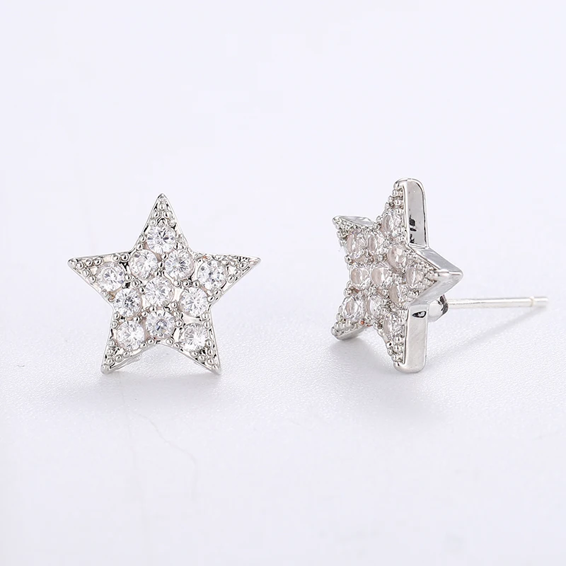 

Lateefah 2019 Fashion Zircon Inlay Earrings Handmade Elegant Earrings Minimalist Ear Studs For Women Jewelry, Star earrings