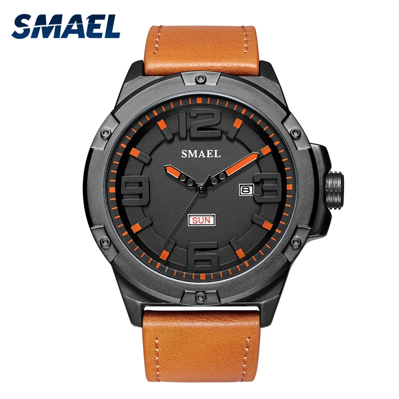 

SMAEL factory SL1313 genuine leather bracelet quartz waterproof man wrist watch