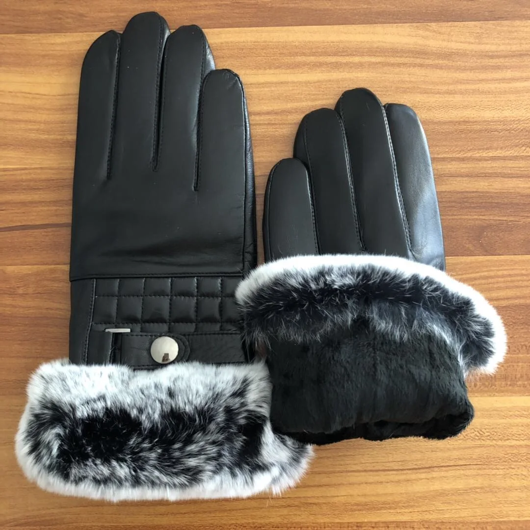 时尚羊皮羊毛贝壳羊皮皮手套雷克斯毛皮