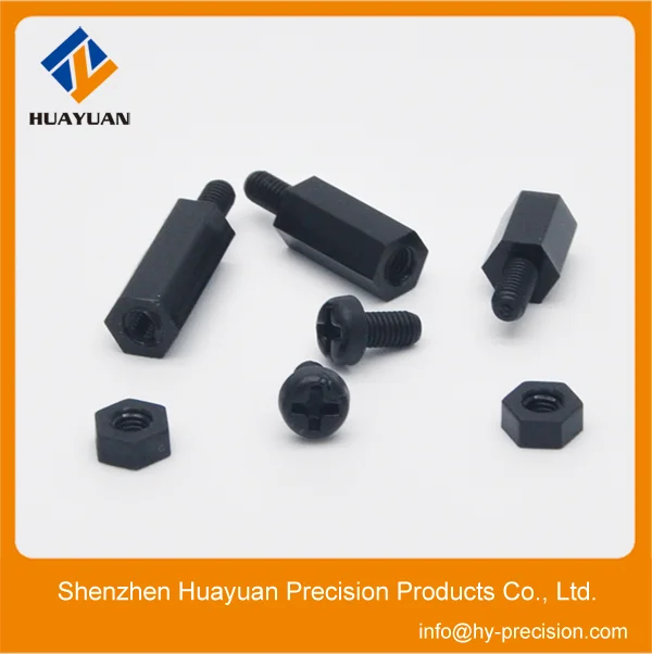M2.5 M3 M4 black nylon hex standoff, black nylon hex spacer