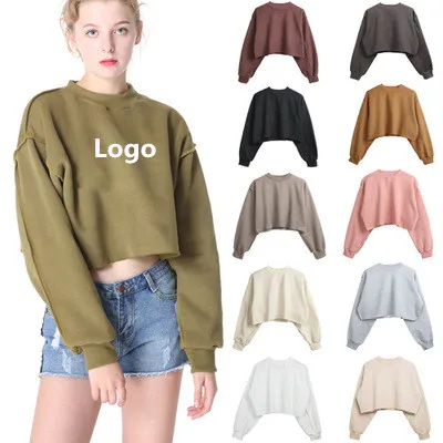 

Custom hiqh quality women winter crop tops pullover hoodies with your logo