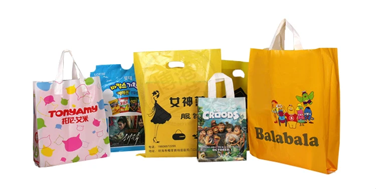 100% Eco-friendly Biodegradable Hdpe ldpe Soft Shopping Carrying Fashion Loop Plastic Handle Ppromotion Shopping Bag