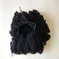 

Elastic long afro kinky curly weave 100% real brazilian human hair drawstring ponytails