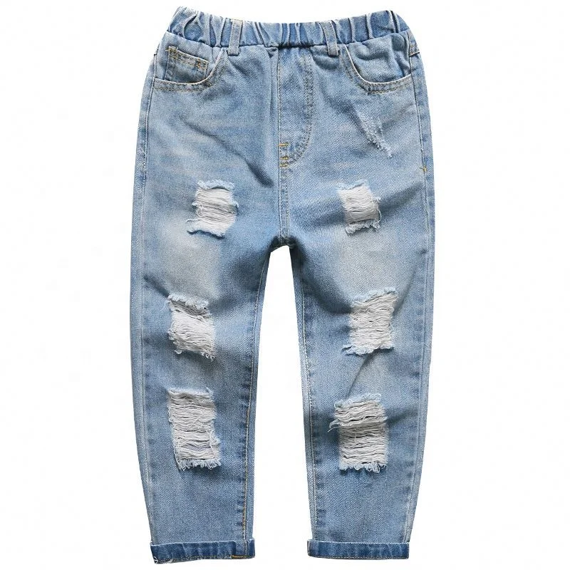 

Hot Selling Chino Denim Jeans Pants with Holes For Boys For Age2-8 Years, Blue