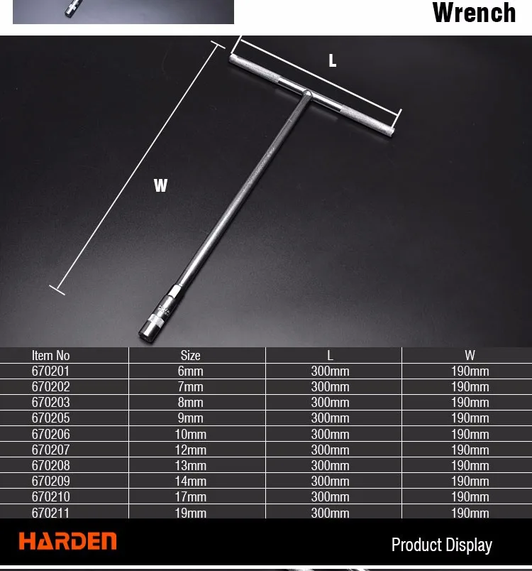 Professional Heavy Duty 7mm Ttype Crv T Bar Flexible Socket Wrench Set