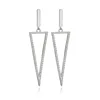 Women Fashion Earrings Copper White Gold Plated Long Geometric Diamond Triangle Charm Dangle Drop Earrings