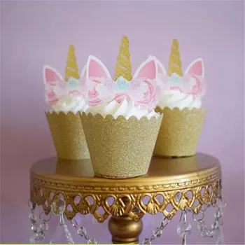 Party Favors Unicorn Design Gold Glitter Cake Decorations Unicorn