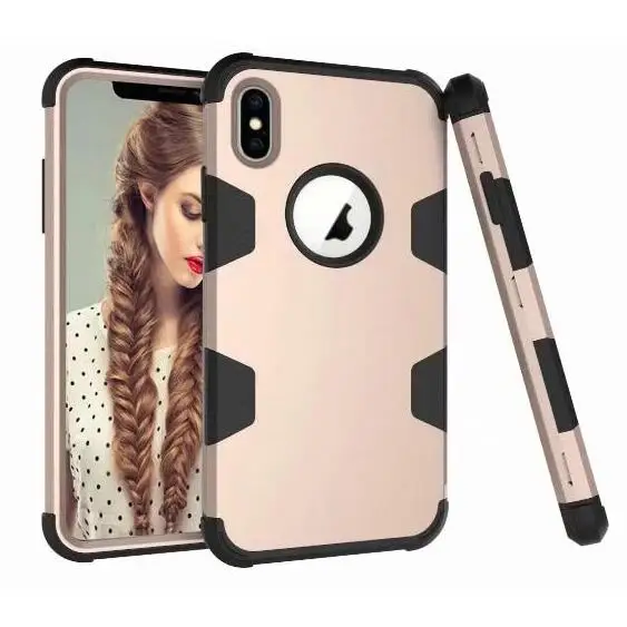 

360 Full protection Shockproof 3 In 1 PC Silicone hybrid armor Phone Case cover For iPhone X Xr Xs Max 678PLUS S8 S9 NOTE 8 9, Colorful;multi