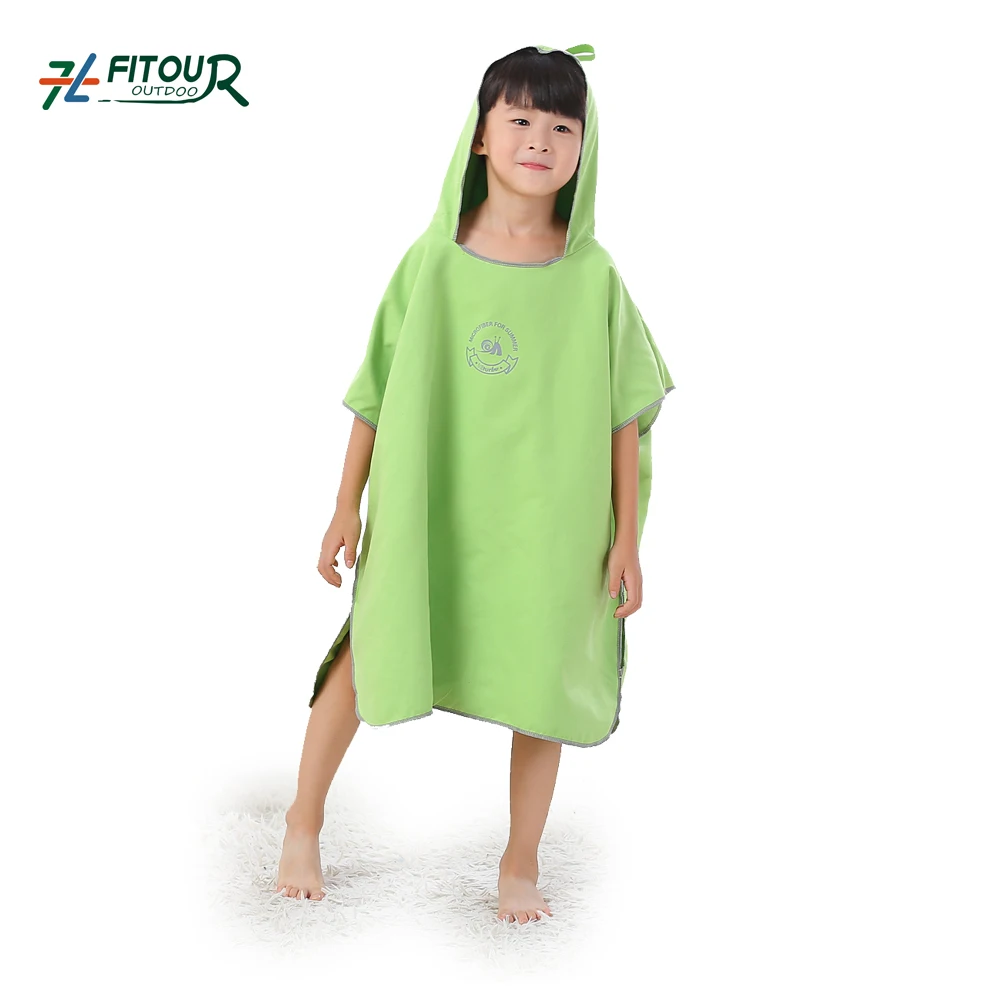 
100% Microfiber Quick-dry Soft Surf Changing Robes Surf Beach Poncho Hooded Towel For Kids 