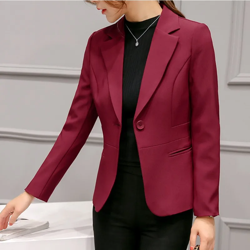 

YSMARKET 6 Color Spring Autumn Suit Jacket Female Slim Temperament Sweet Ladies Blazer Single Button Long sleeve Coat Femme