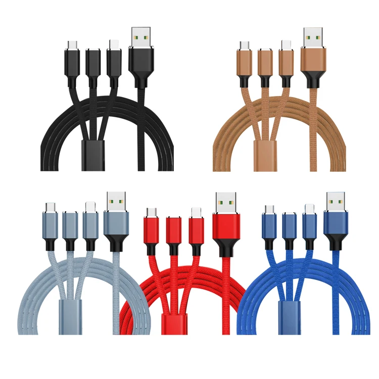 

Wholesale Multi-Functional Braided Aluminium USB Data 3 In 1 Strong Magnetic Charging Cable For iPhone Datacable