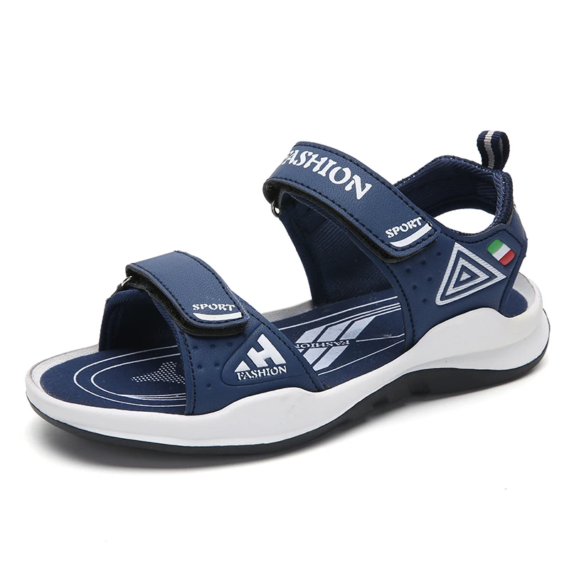 
New Summer Geometric Children Slip Beach Shoes Outdoor Leather Boys Sport Sandals for Junior Kids 2020 