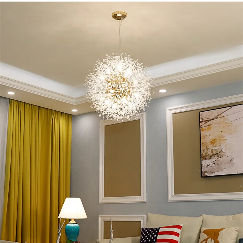 
Modern Crystal Dandelion Pendant Light LED Flower Chandelier 