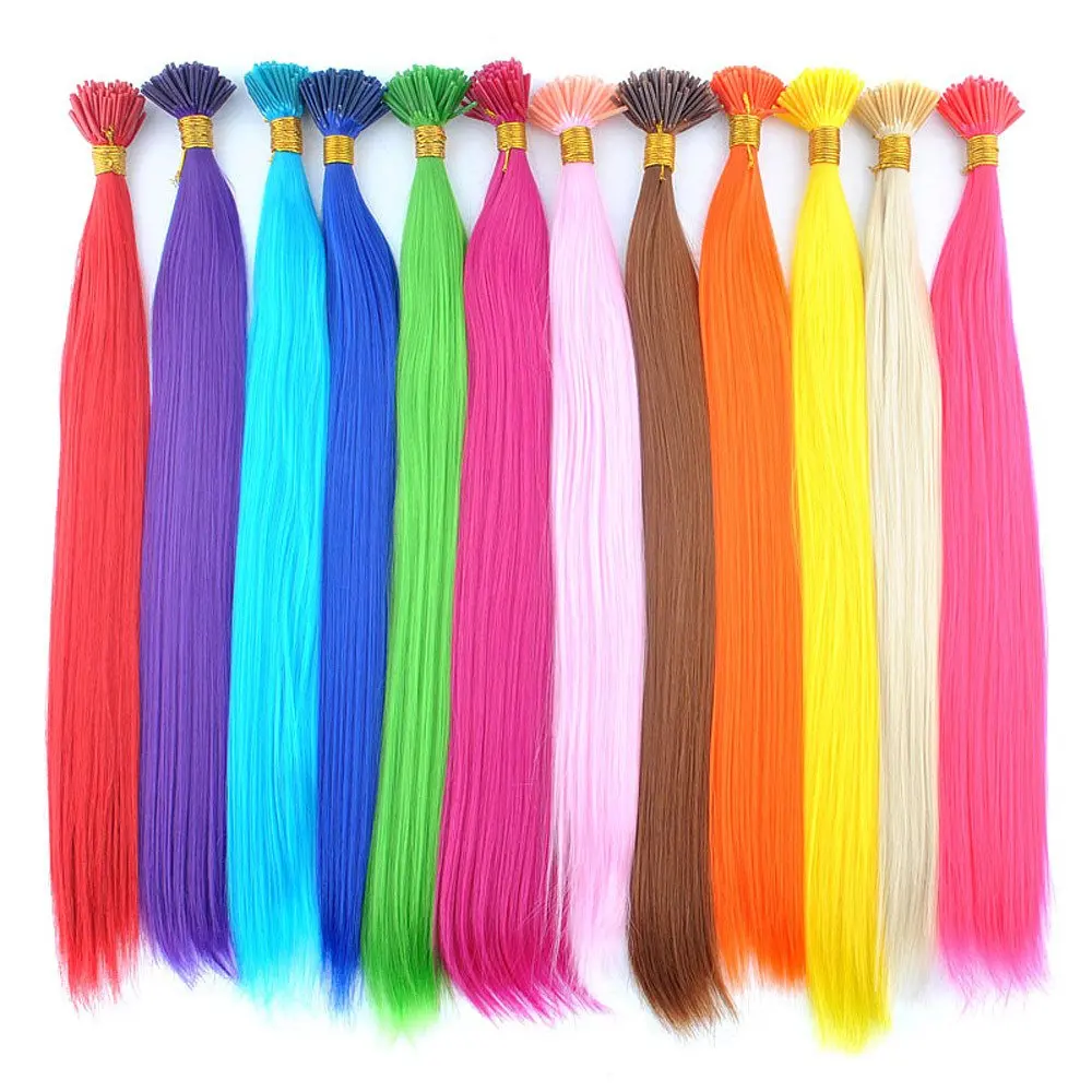 

20'' Cosplay Colorful Synthetic Fiber Keratin Tip Stick Hair Piece I Tip Hair Extensions Synthetic Hair Extensions In Packs