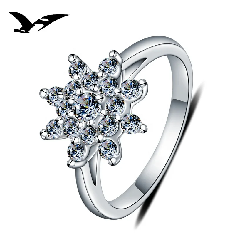 

platinem-plated 925 sterling silver CZ cluster ring women