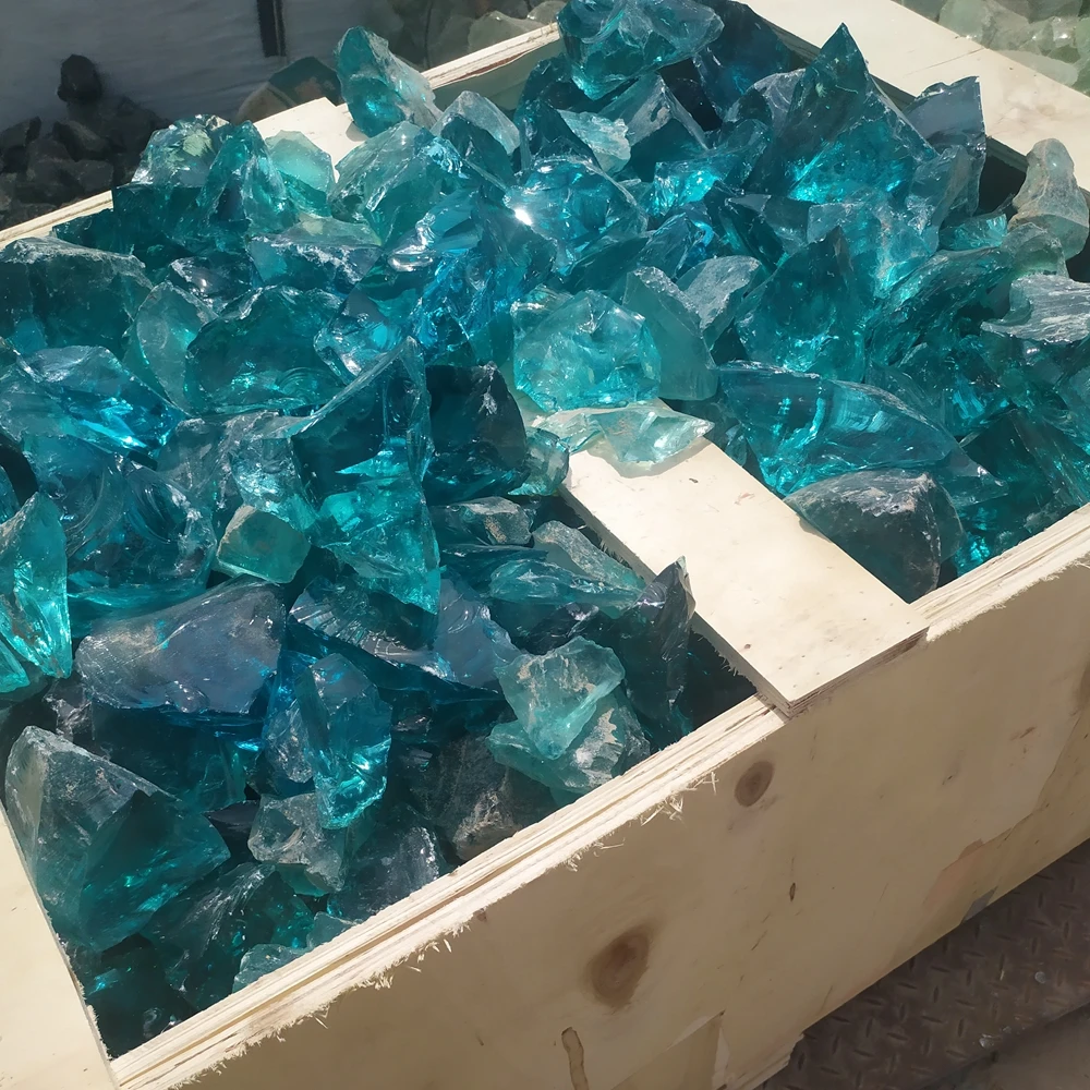 园林绿化装饰 gabion 绿松石玻璃岩石石头块