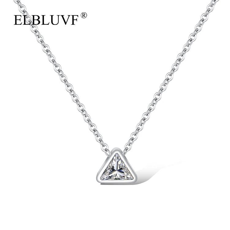 

ELBLUVF Free Shipping Stainless Steel Women Jewelry Roman Numeral Three Rings Zircon Pendant Necklace, Rose gold , steel color