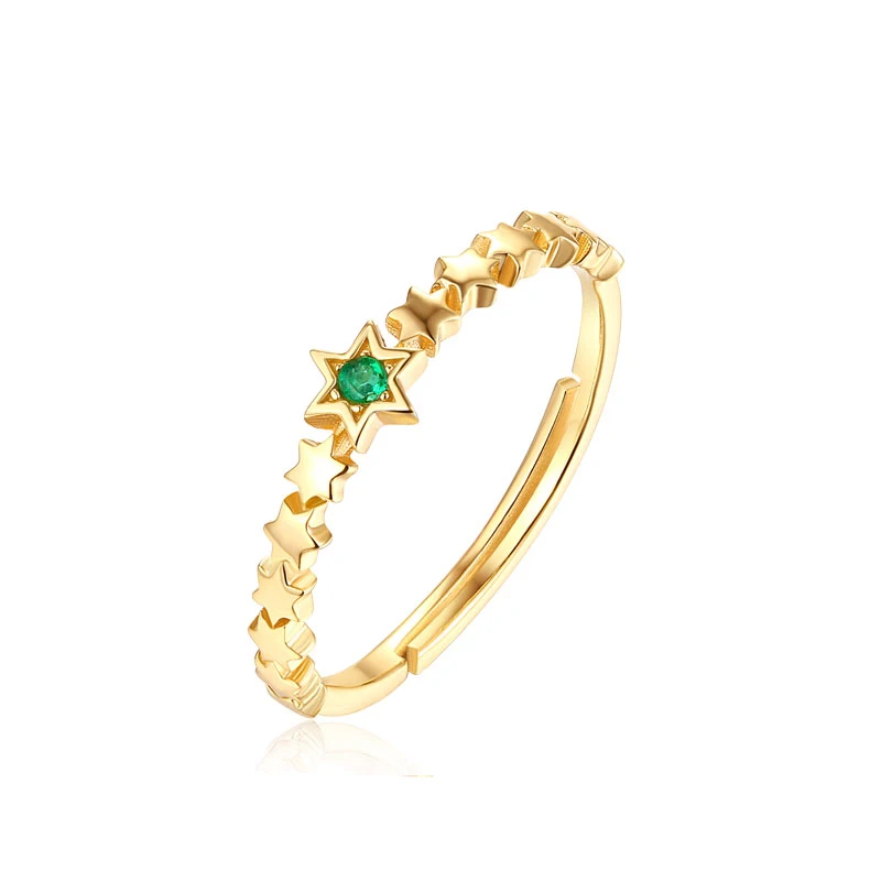 

Jewish gold vermeil jewelry 925 silver emerald multi star of david eternity ring