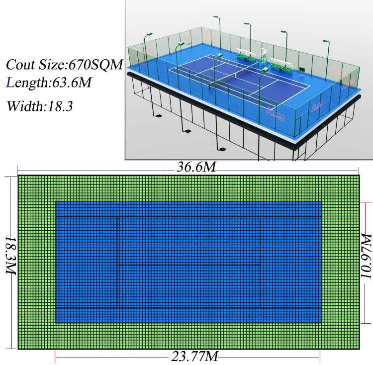 Temporary Install Interlocking Pp Material Portable Indoor Mini Paddle Tennis Court Flooring For