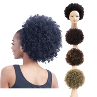 

10inch Afro Puff Drawstring Ponytail Kinky Curly Synthetic Hair Updo Chignon Bun Hair Piece