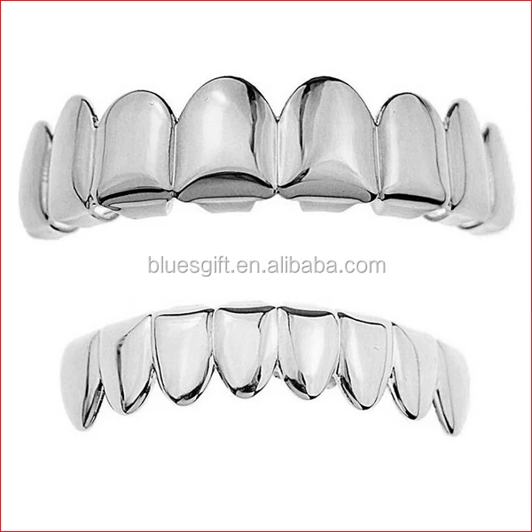 

Blues RTS Best teeth Grillz Eight Top eight Bottom Teeth Grillz for American hip hop Halloween party gift, Silver, gold, hematite, rose gold and so on.