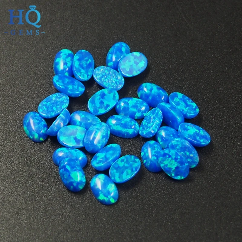 Lab Create White Blue Fire Synthetic Opal Beads Flatback Cabochon Loose