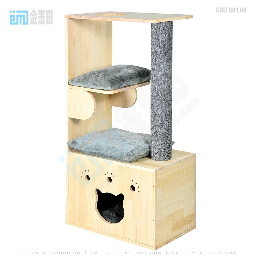 GMT60199 top best selling pet products new design wooden cardboard cat litter box