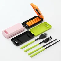 

Guangzhou Ronya portable spoon fork chopstick gift plastic chopstick set with chopstick storage boxes