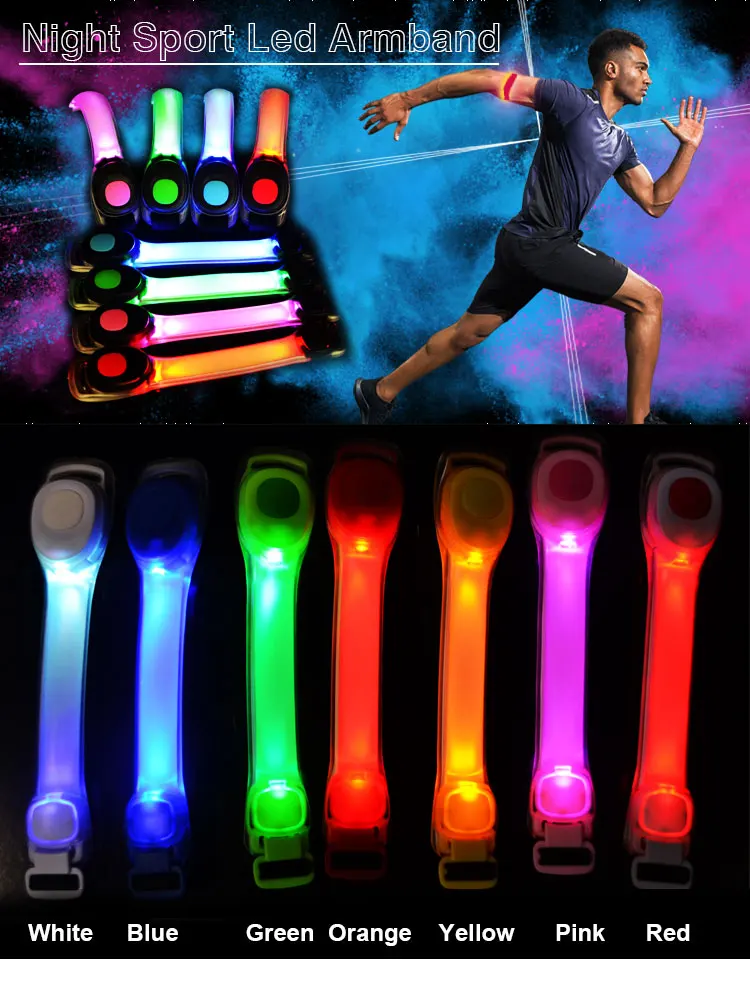 4 Multicolour LED Running Armband Reflective Flashing Running Jogging Visibility