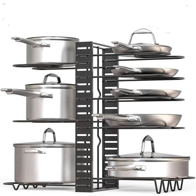 Kitchen Cabinet Pantry Pot Lid Holder Height Adjustable Pan Pot