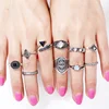 Boho Inlay Resin Beads Midi Knuckle Finger Class Rings set Jewelry Women G80619