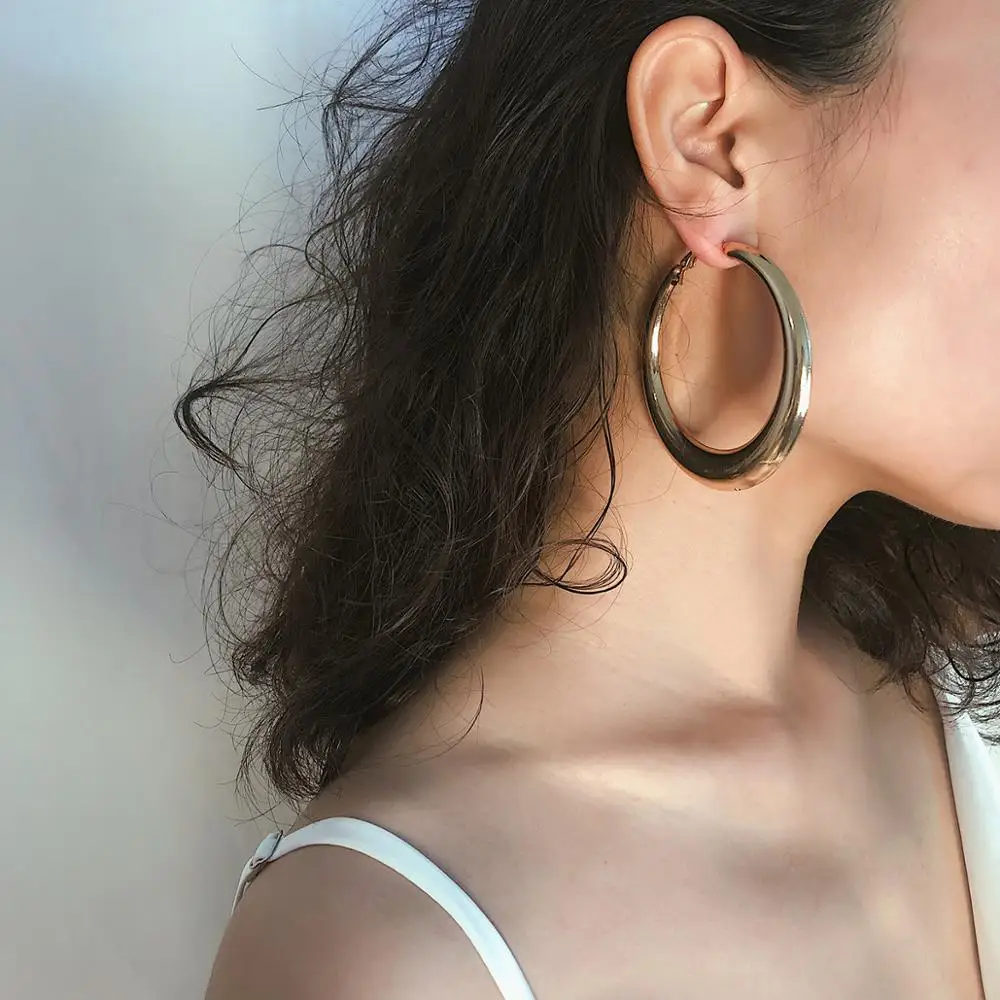 

Barlaycs Wholesale Statement 2019 New Fashion Gold Plated Geometric Big Hoop Earrings for Women Jewelry