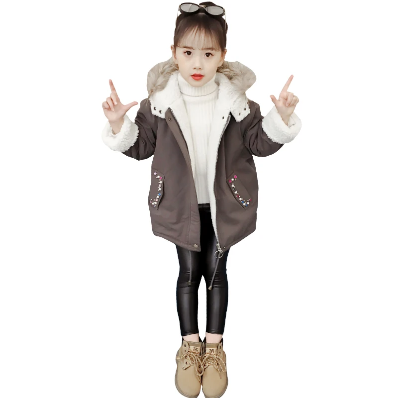 

DRYBX1812GH2212 New Style Hot Sales Girls Boutique Overcoat, Khaki;black