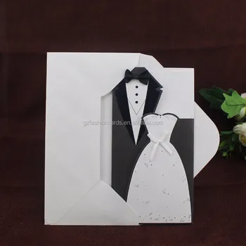 Modern Yang Chic Hitam Putih Pengantin Pengantin Pria Pernikahan Undangan Dengan Pita Buy Pengantin Pengantin Pria Pernikahan Undanganmodern