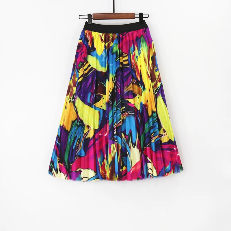 

Latest long skirt design new fashion high waisted long satin pleated skirt for women, Customized color