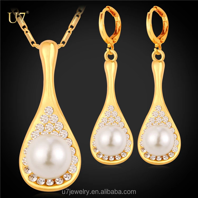 

women dubai gold pearl bridal jewelry sets, Gold/platinum