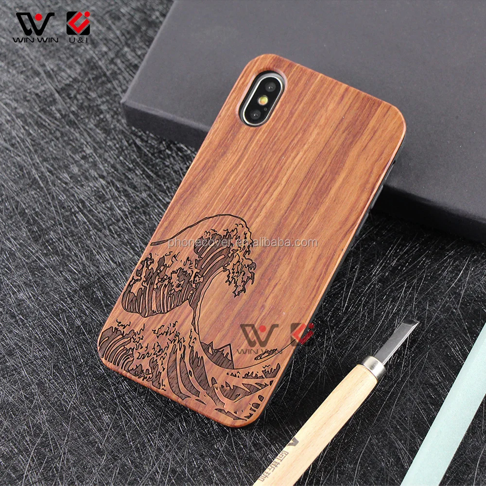 

Rose Wood Laser Engraving Design Wooden Cell Phone Cases For iPhone X 11