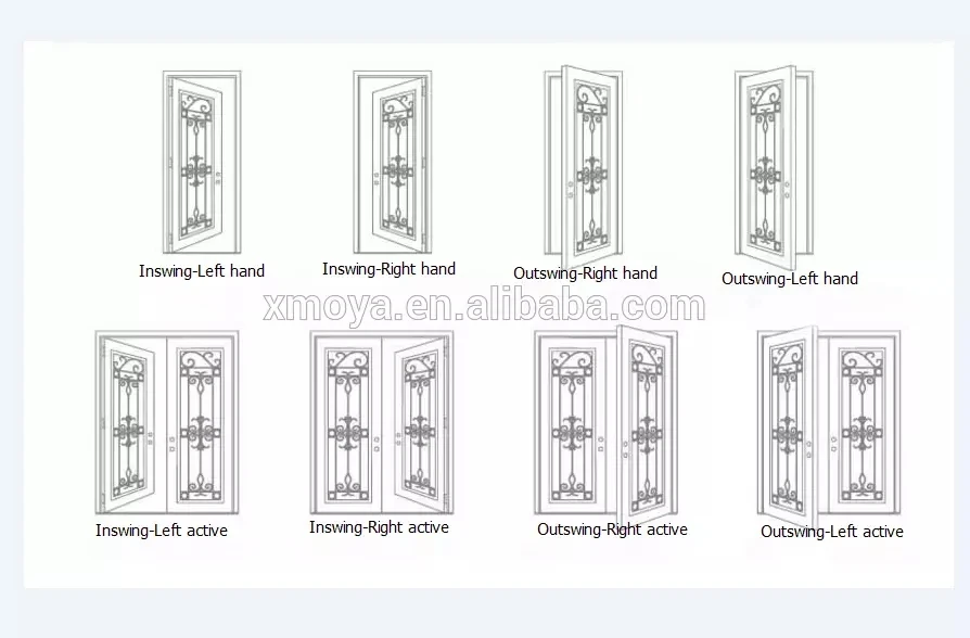 Wholesale White Finish Double entry iron grill door designs
