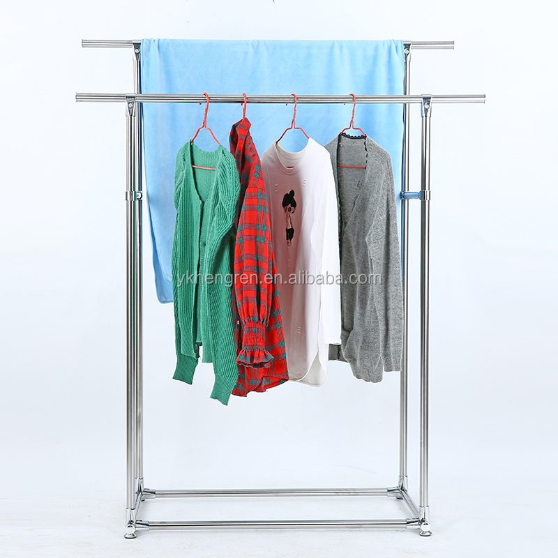 Stainless Steel Doublepole Clothes Rack Stand /stand Clothes Hanger Rack Garment Rack Buy