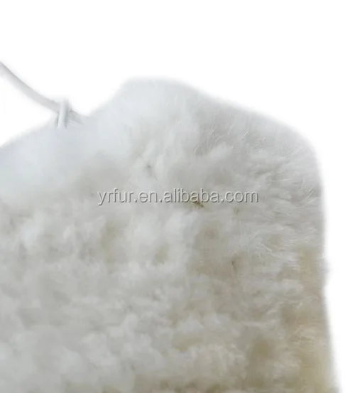 
YRFUR YR005 Hot Sale Top Quality White color genuine Sheared rabbit knit fur poncho with tassels 