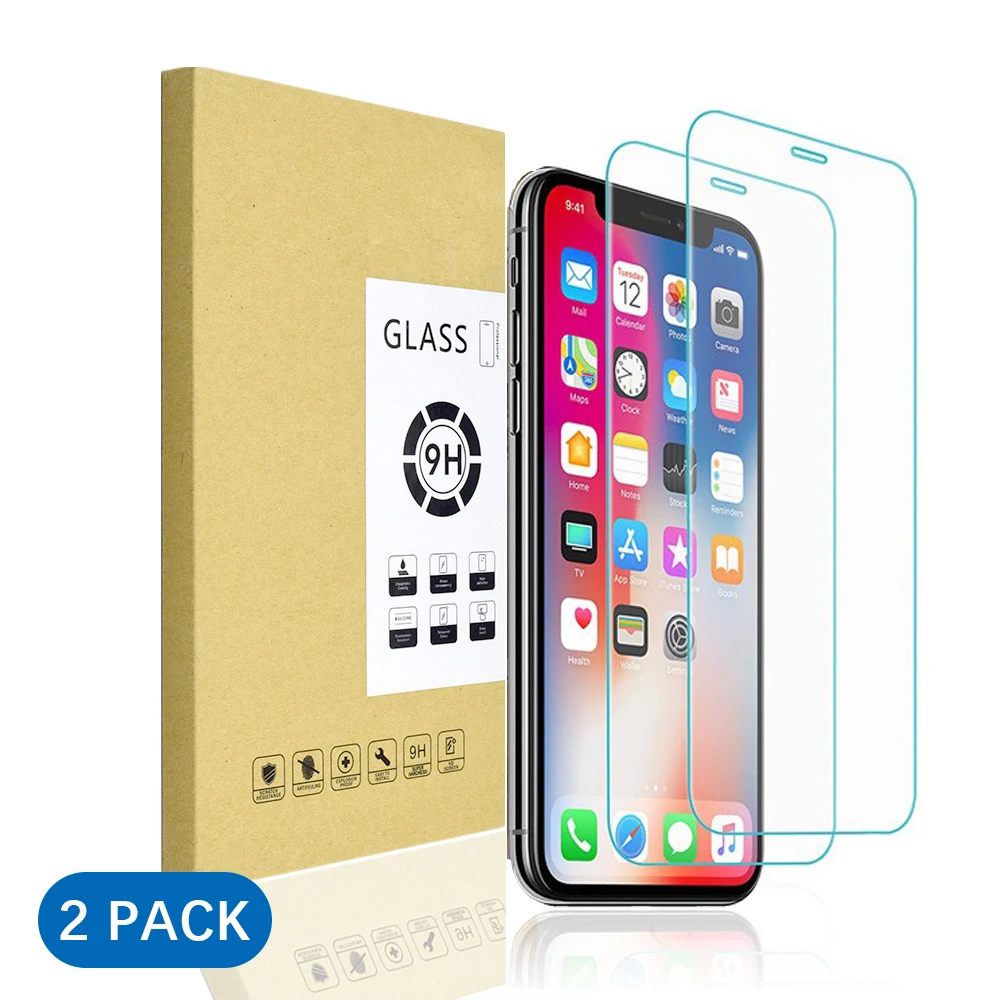 

2.5d for iPhone 7 8 plus screen protector tempered glass 2 pack, for iphone x xs screen protector 2 pack, High clear transparent