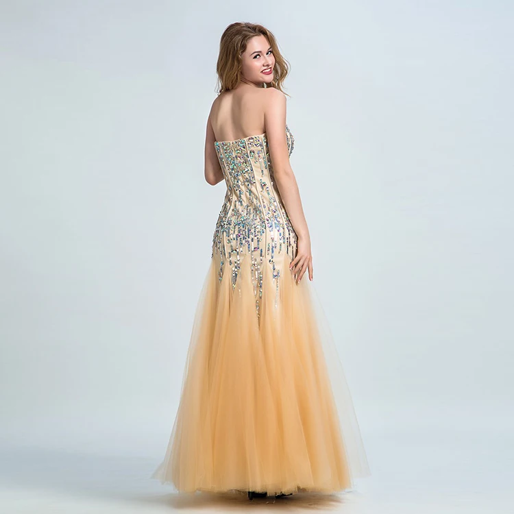 Custom Made Elegant Long Aline Beaded Cotton Women's Formal Evening