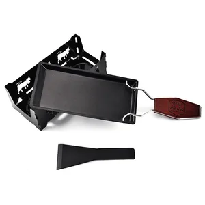 Image of Tapas for Cheese or Chocolate Foldable Handle Spatula Non-Stick Melting Pan Swiss Raclette Fondue Sets