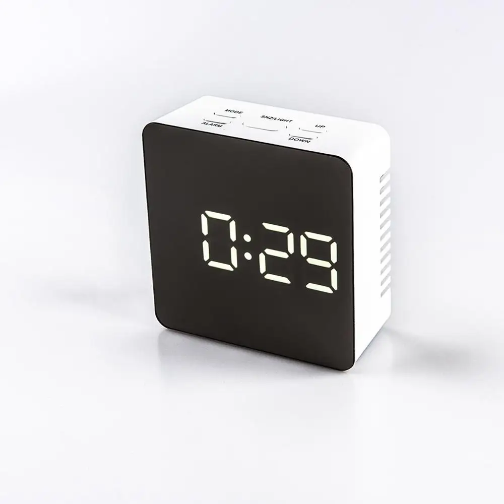 

LED Mirror alarm clock with night mode setting two level brightness digital table clock