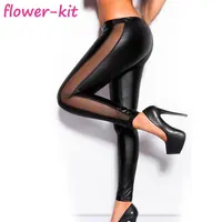 

Sexy Slender Girl Tights Black Low Waist Black Leather Leggings for Women