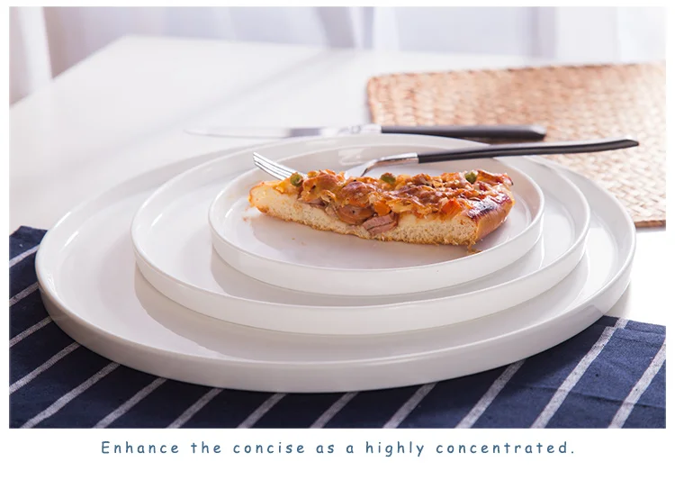 Custom Logo Italian Flat Fine Porcelain 12 inch Pizza Plate Ceramic Plates Dishes