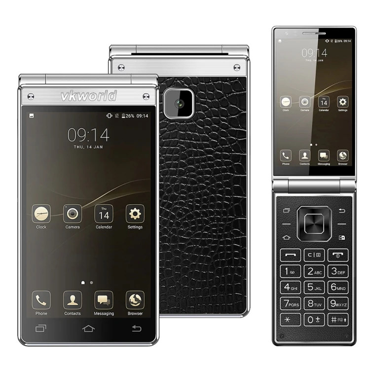 

2018 newest VKworld T2 Plus ram 3GB rom32GB Flip Design Double Camera Flash 4.2 inch Dual Screens Android 7.0 4g mobile phone, N/a
