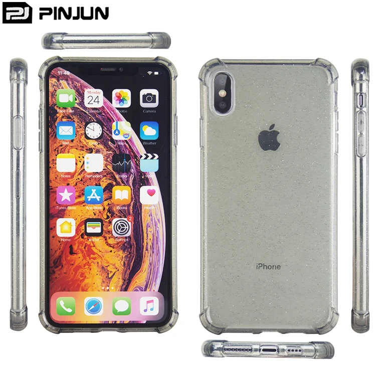 手机配件防坠落防震闪光粉 tpu 透明透明软软盒适用于 iphone xs max