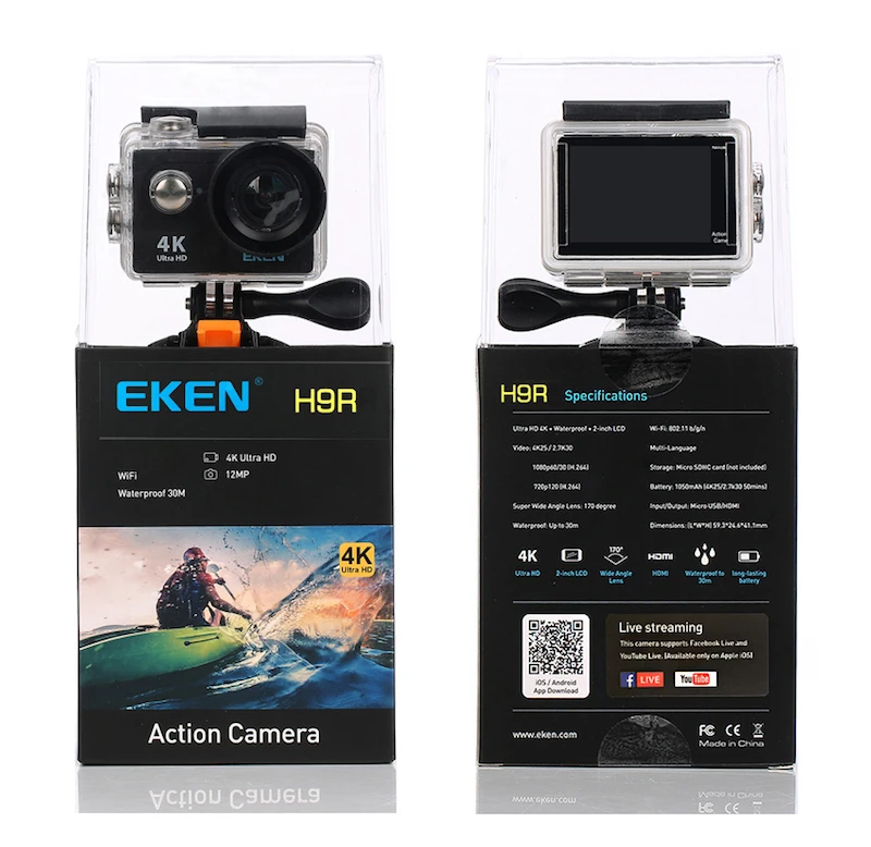 EKEN H9R 4k  package